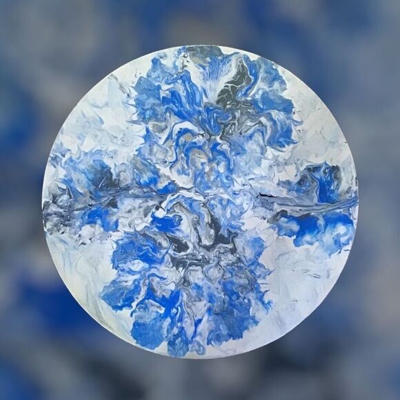 Round Blue Paradise Painting by Coastal Eclectics 12” Diameter - Picture 1 of 4